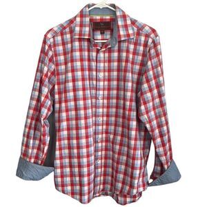 James Tatersall Men’s Medium contrast cuff buttons down long sleeved shirt